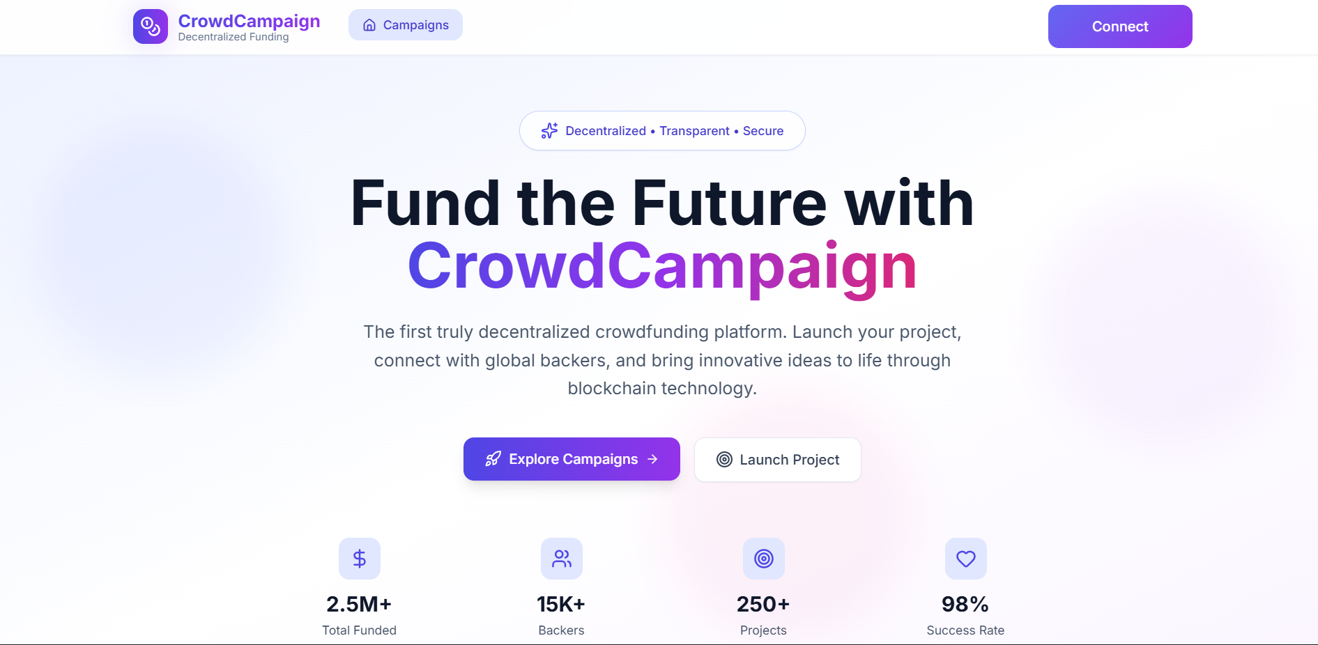 Crowdfunding DApp preview